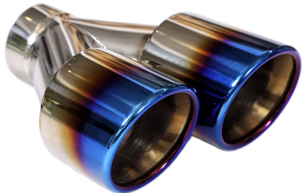 GTR Style Exhaust Tip Dual Exhaust Blue Flame Double Wall